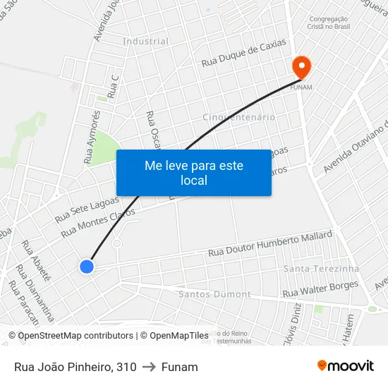Rua João Pinheiro, 310 to Funam map