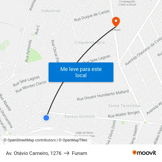 Av. Otávio Carneiro, 1276 to Funam map