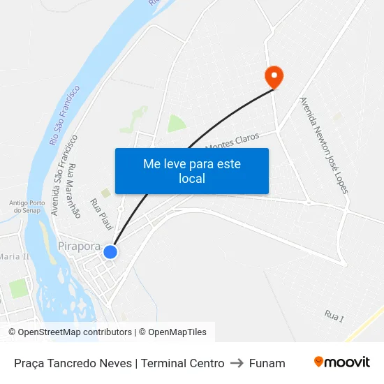 Praça Tancredo Neves | Terminal Centro to Funam map