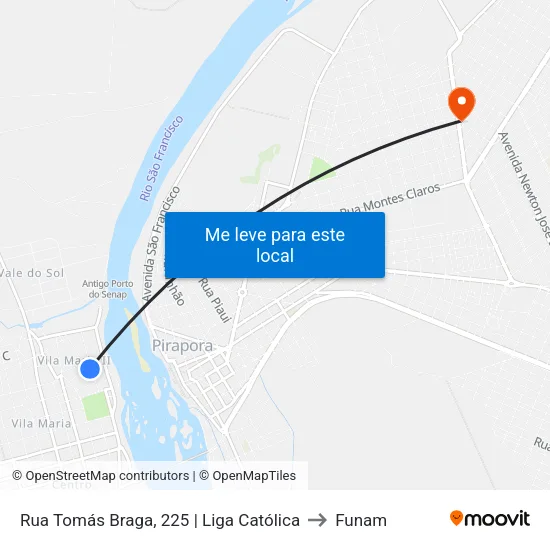 Rua Tomás Braga, 225 | Liga Católica to Funam map