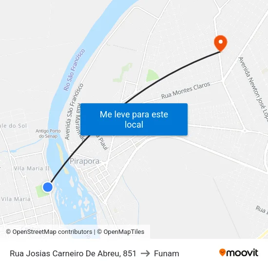 Rua Josias Carneiro De Abreu, 851 to Funam map