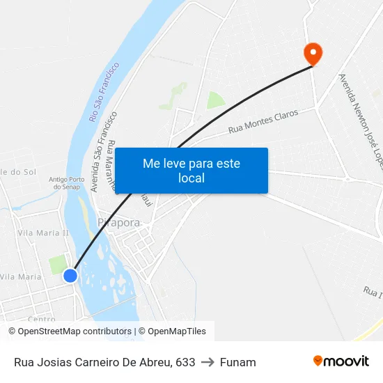 Rua Josias Carneiro De Abreu, 633 to Funam map