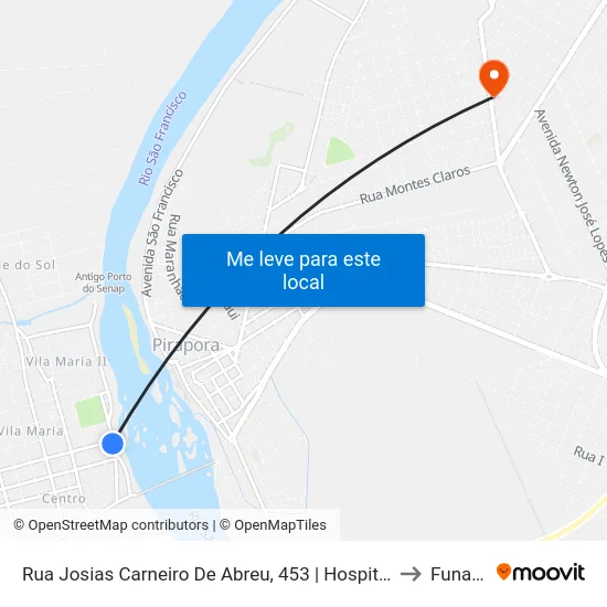 Rua Josias Carneiro De Abreu, 453 | Hospital to Funam map