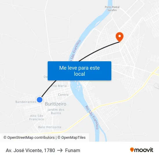 Av. José Vicente, 1780 to Funam map