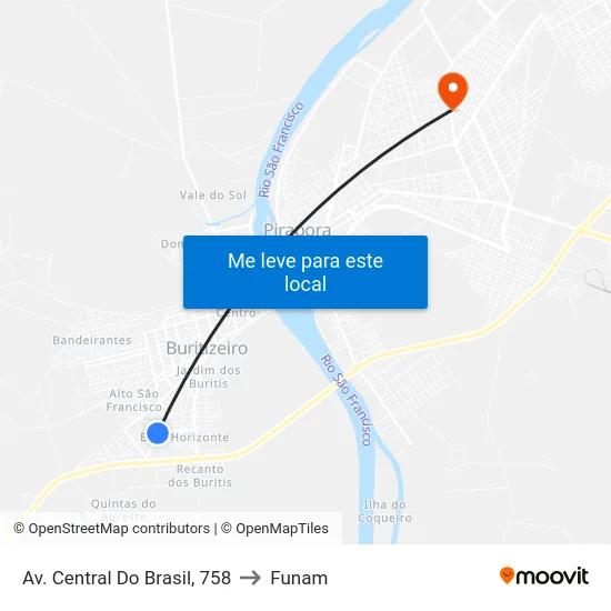 Av. Central Do Brasil, 758 to Funam map