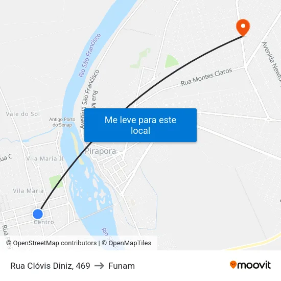 Rua Clóvis Diniz, 469 to Funam map