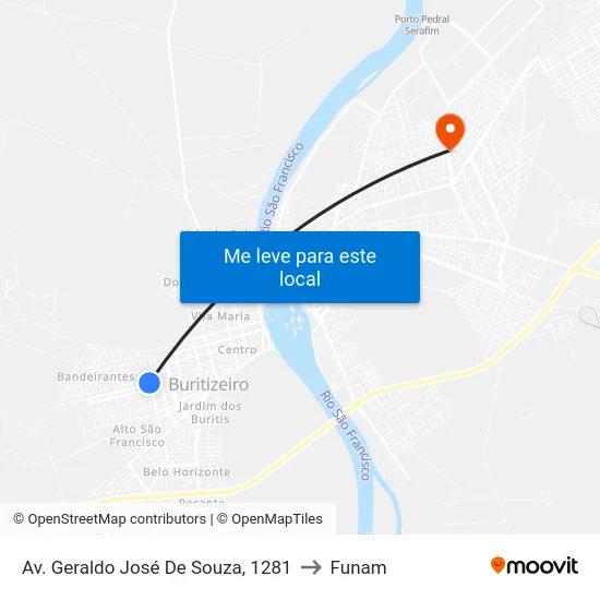 Av. Geraldo José De Souza, 1281 to Funam map