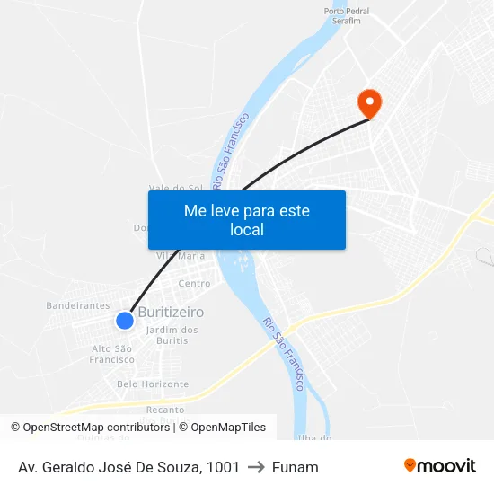 Av. Geraldo José De Souza, 1001 to Funam map