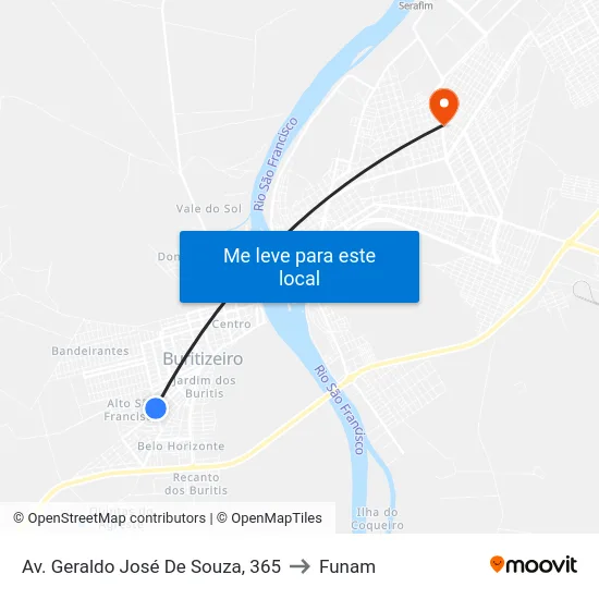Av. Geraldo José De Souza, 365 to Funam map