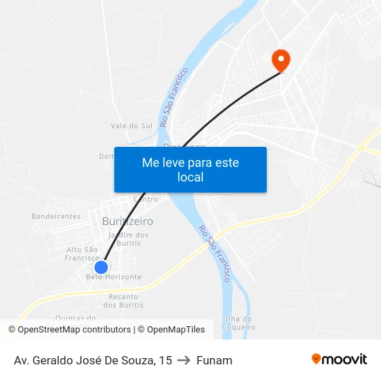 Av. Geraldo José De Souza, 15 to Funam map
