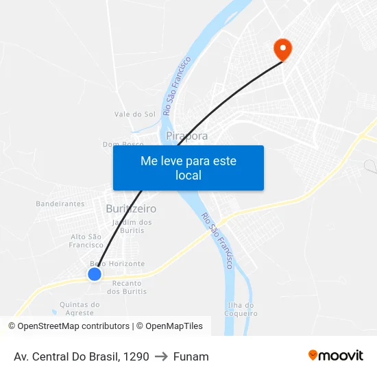 Av. Central Do Brasil, 1290 to Funam map