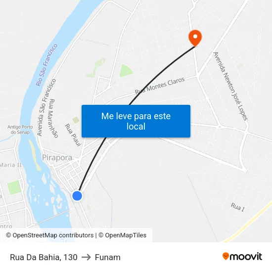 Rua Da Bahia, 130 to Funam map
