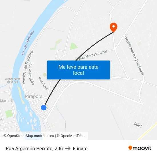Rua Argemiro Peixoto, 206 to Funam map