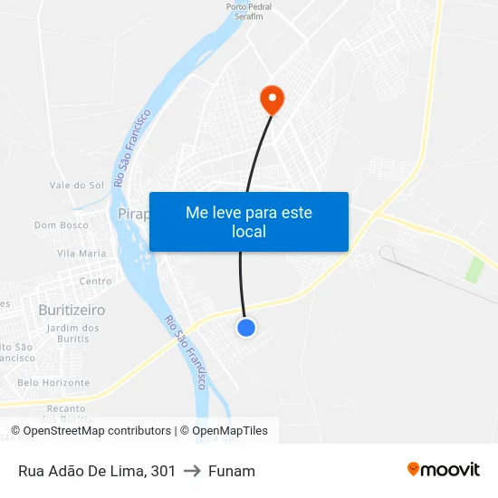 Rua Adão De Lima, 301 to Funam map