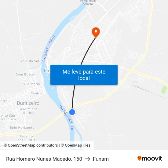 Rua Homero Nunes Macedo, 150 to Funam map