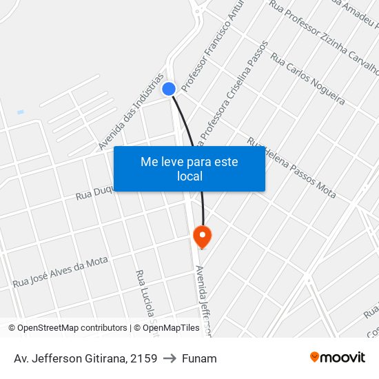 Av. Jefferson Gitirana, 2159 to Funam map