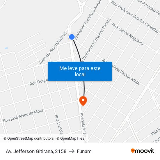 Av. Jefferson Gitirana, 2158 to Funam map