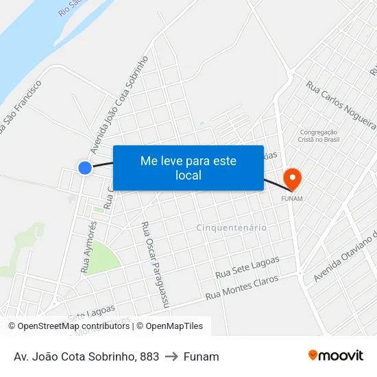 Av. João Cota Sobrinho, 883 to Funam map