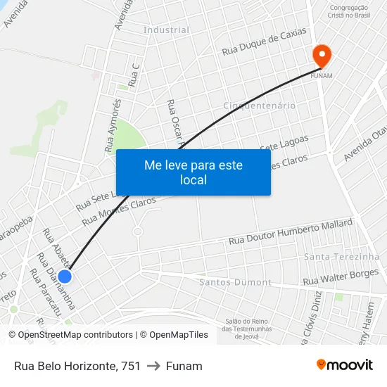 Rua Belo Horizonte, 751 to Funam map