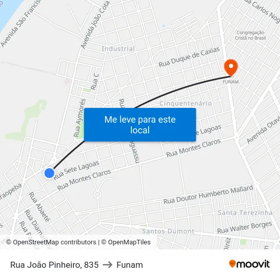 Rua João Pinheiro, 835 to Funam map