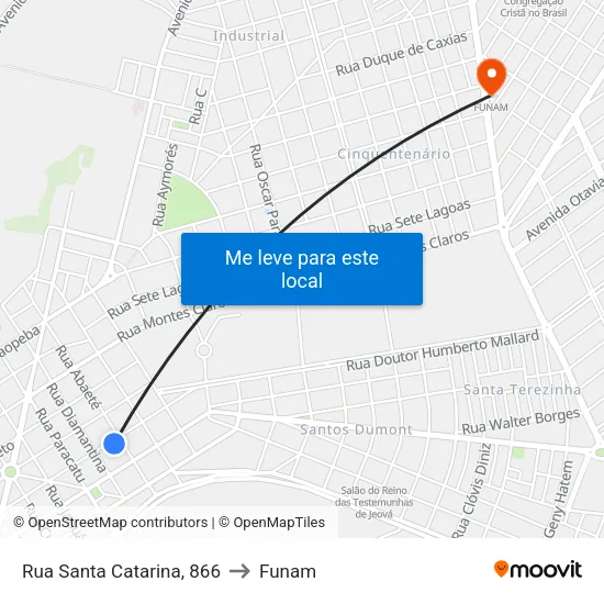 Rua Santa Catarina, 866 to Funam map