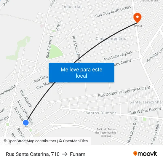 Rua Santa Catarina, 710 to Funam map