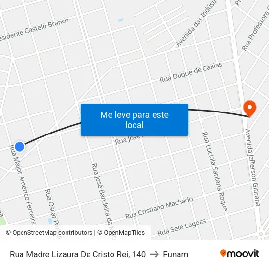 Rua Madre Lizaura De Cristo Rei, 140 to Funam map