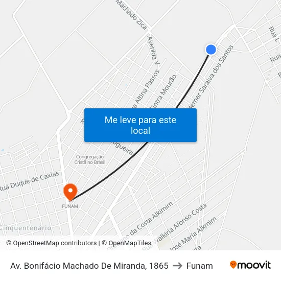 Av. Bonifácio Machado De Miranda, 1865 to Funam map