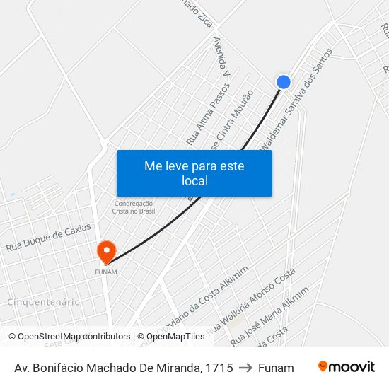 Av. Bonifácio Machado De Miranda, 1715 to Funam map