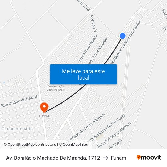 Av. Bonifácio Machado De Miranda, 1712 to Funam map