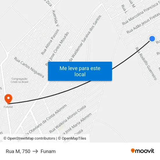 Rua M, 750 to Funam map