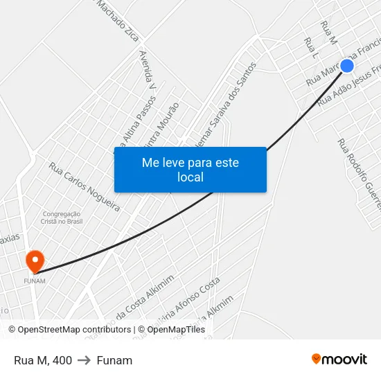 Rua M, 400 to Funam map