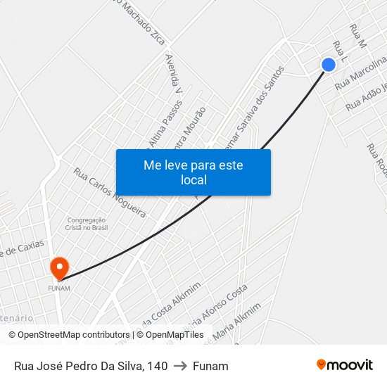 Rua José Pedro Da Silva, 140 to Funam map