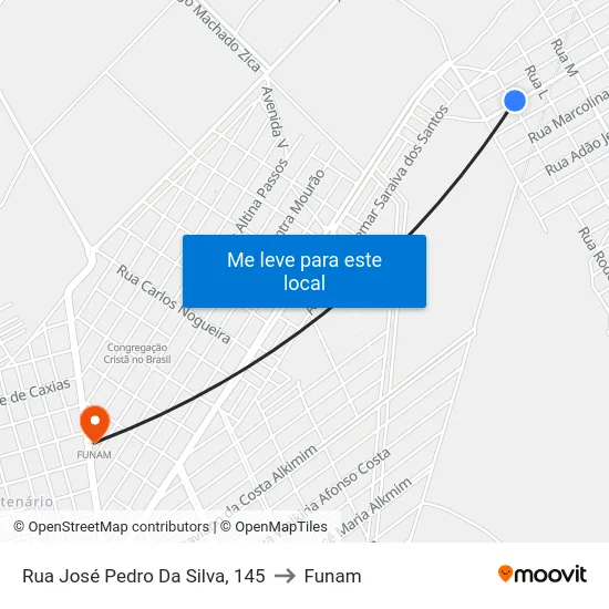 Rua José Pedro Da Silva, 145 to Funam map
