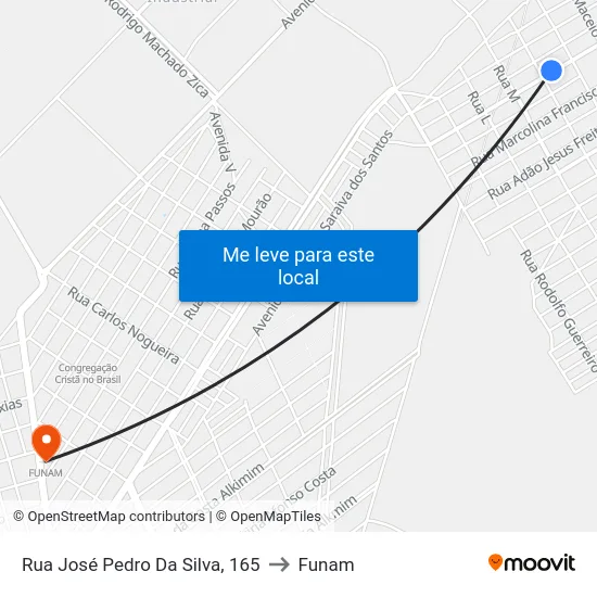 Rua José Pedro Da Silva, 165 to Funam map