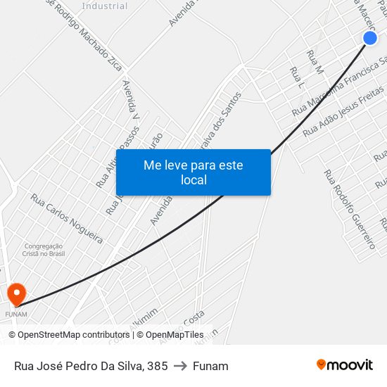 Rua José Pedro Da Silva, 385 to Funam map