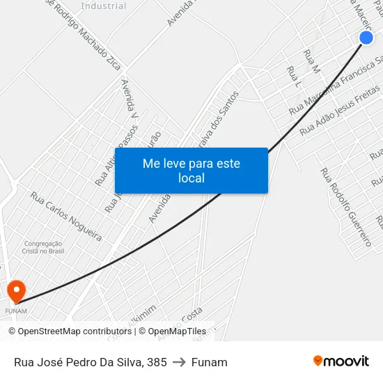 Rua José Pedro Da Silva, 385 to Funam map