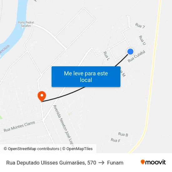 Rua Deputado Ulisses Guimarães, 570 to Funam map