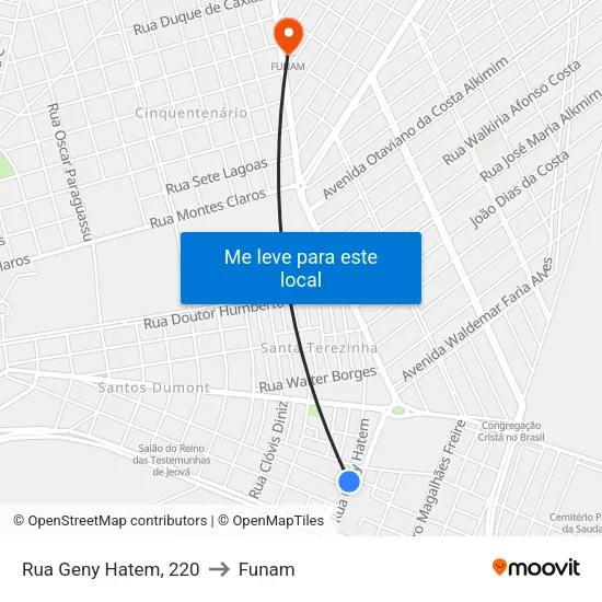 Rua Geny Hatem, 220 to Funam map