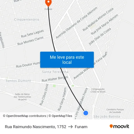 Rua Raimundo Nascimento, 1752 to Funam map