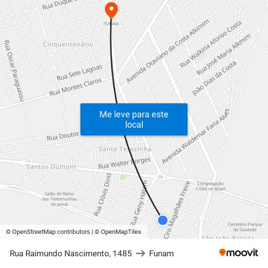 Rua Raimundo Nascimento, 1485 to Funam map