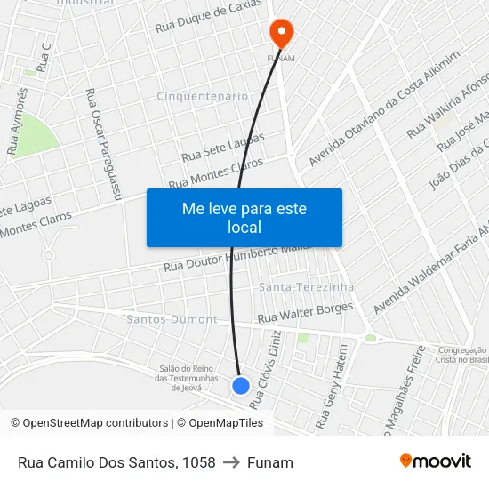 Rua Camilo Dos Santos, 1058 to Funam map