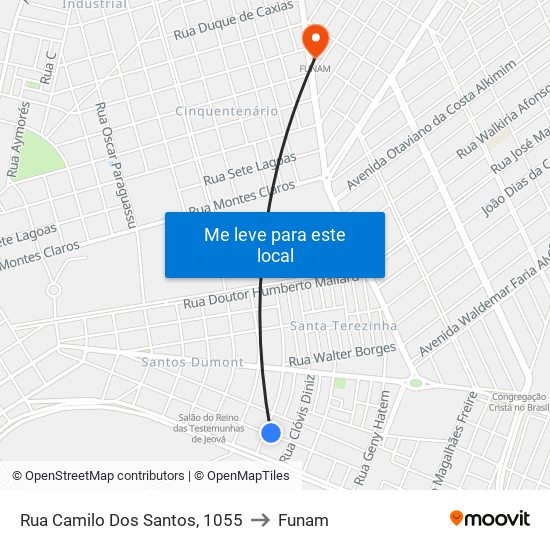 Rua Camilo Dos Santos, 1055 to Funam map