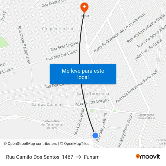 Rua Camilo Dos Santos, 1467 to Funam map