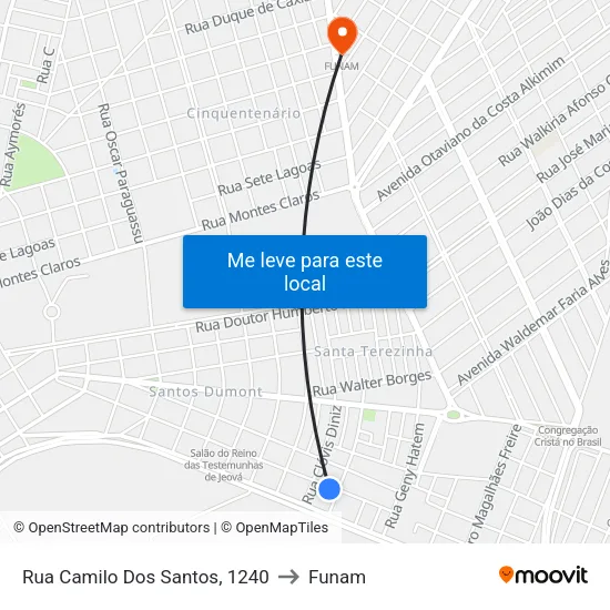 Rua Camilo Dos Santos, 1240 to Funam map