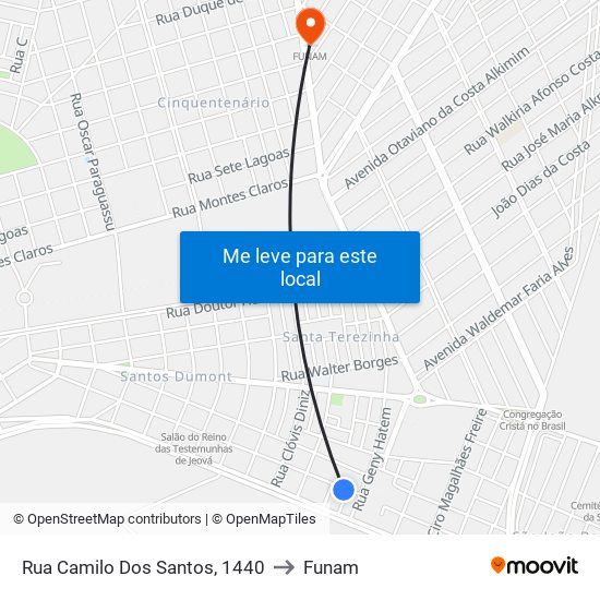 Rua Camilo Dos Santos, 1440 to Funam map