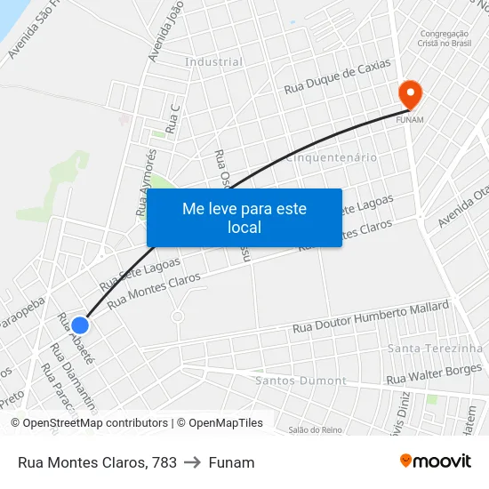 Rua Montes Claros, 783 to Funam map