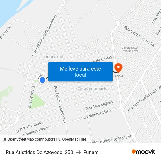Rua Aristides De Azevedo, 250 to Funam map