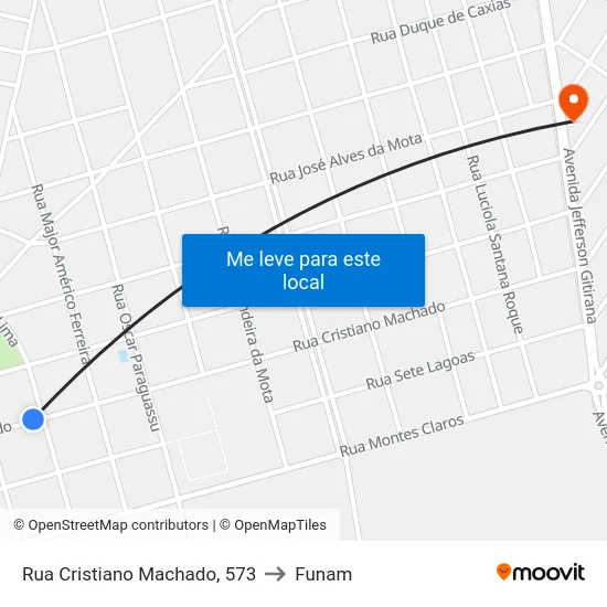 Rua Cristiano Machado, 573 to Funam map