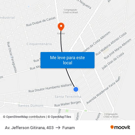 Av. Jefferson Gitirana, 403 to Funam map